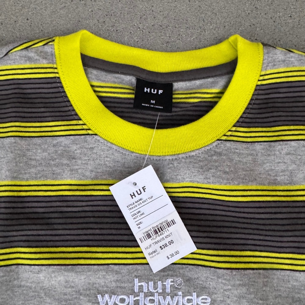 HUF Worldwide Men Travis Knit Striped T-Shirt Size Medium - Picture 3 of 6